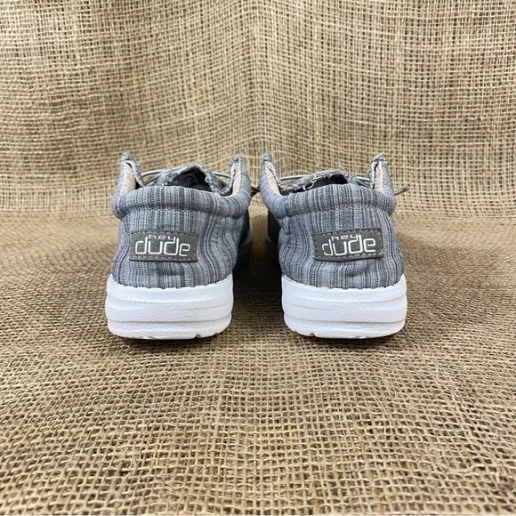 🛑SOLD🛑 Hey Dude Shoe Casual Walley Linen Stone Gray Slip On Size 5 - Picture 8 of 10